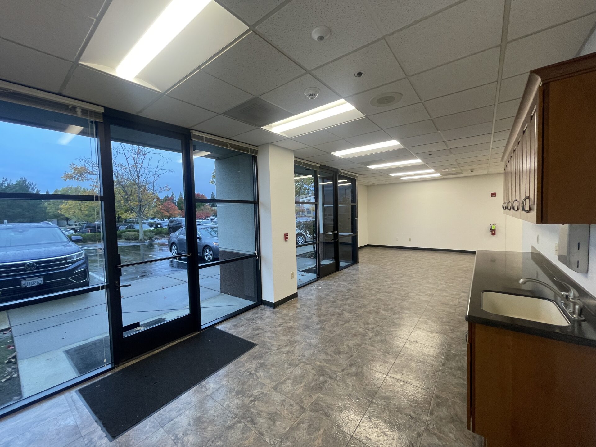 3875 Atherton Road interior reception area with glass windows